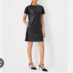 Ann Taylor Black Faux Leather Dress